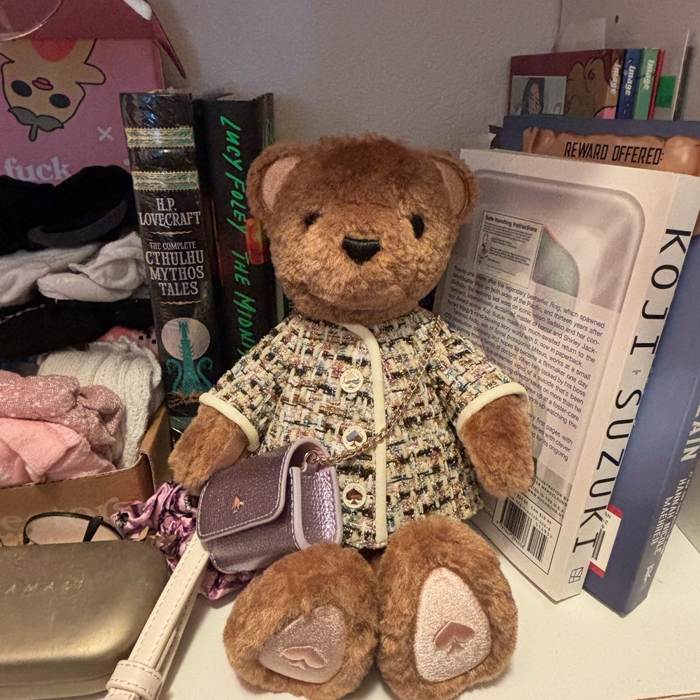 Kate spade Oh What Fun Charming Brown Teddy Bear cross body bag w/ tweed Jacket